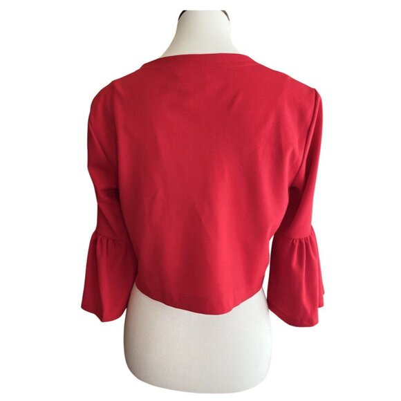 Signature by Signature by RobRobbie Bee Womens Red Cropped Evening Jacket Size L - Picture 2 of 9